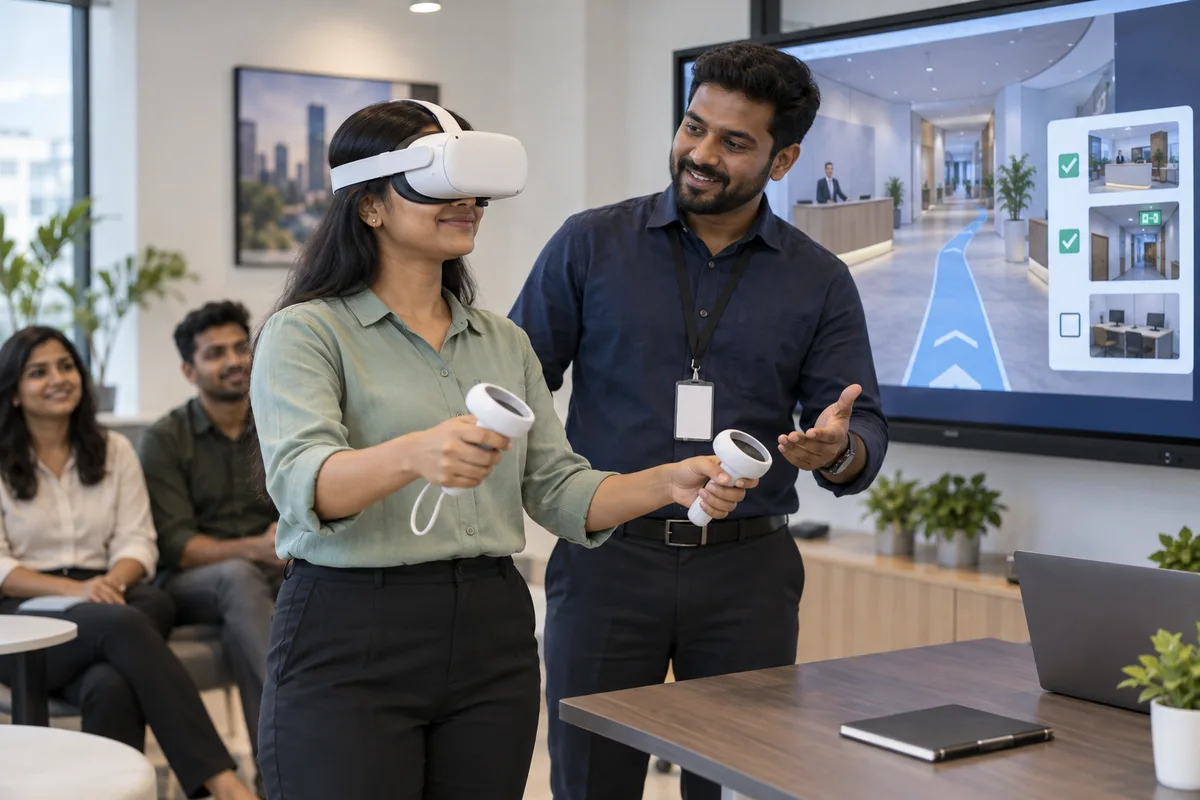 Employee practising VR onboarding